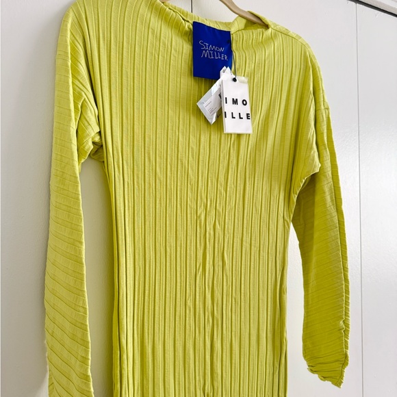 NWT- SIMON MILLER- RIB Zippie Dress in Kiwi/ Swing Yellow long sleeve - Picture 5 of 17
